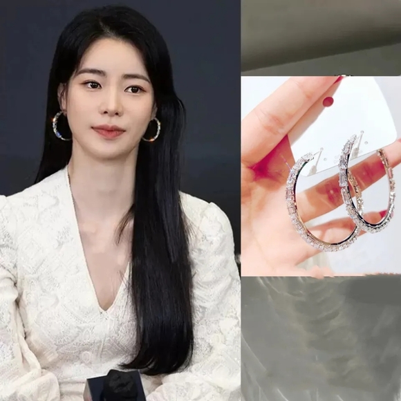 HOT SELLING! 925 Silver & Gold Options White Sapphire Hoop Earrings - Picture 4 of 11